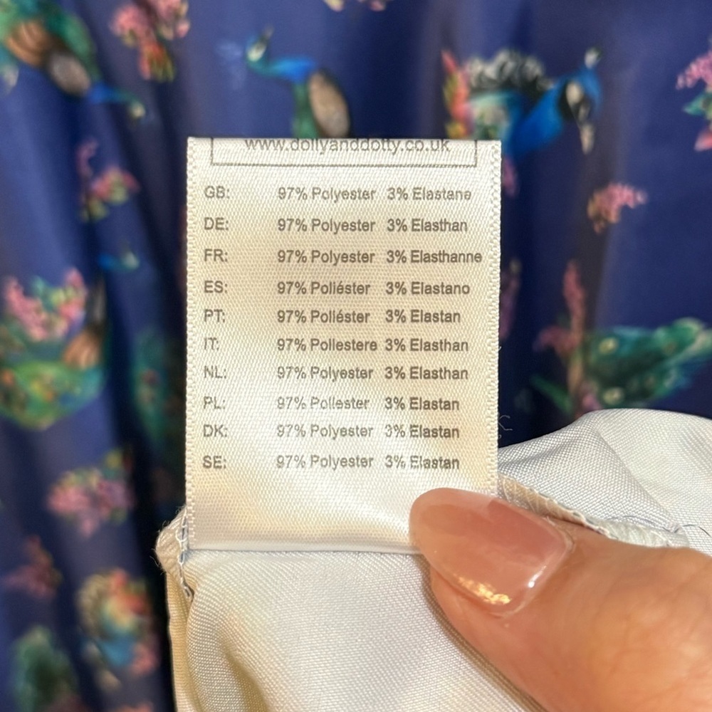 Dolly & Dotty 1950s Purple & Teal Peacock Print Grace Swing Dress Size 6 Retro - Picture 9 of 12